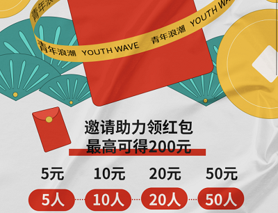 邀请新注册会员好友助力最高得200元现金红包 邀请新注册会员好友助力最高得200元现金红包