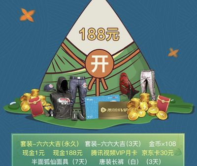 玩家每日登录玩游戏抽奖现金红包/腾讯视频会员/京东卡