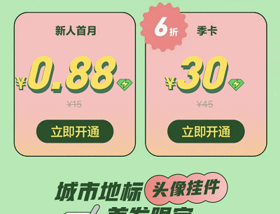 新人首次0.88元开通豪华绿钻优惠