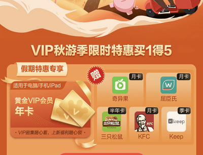 开通爱奇艺VIP会员免费领取5种会员权益