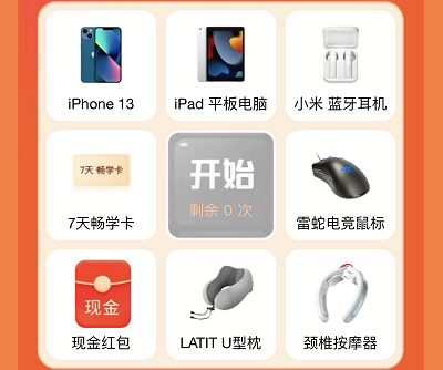 用户做任务领畅读卡/iPhone13/现金