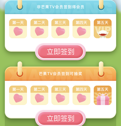 用户连续签到5天领会员周卡和兑换礼品